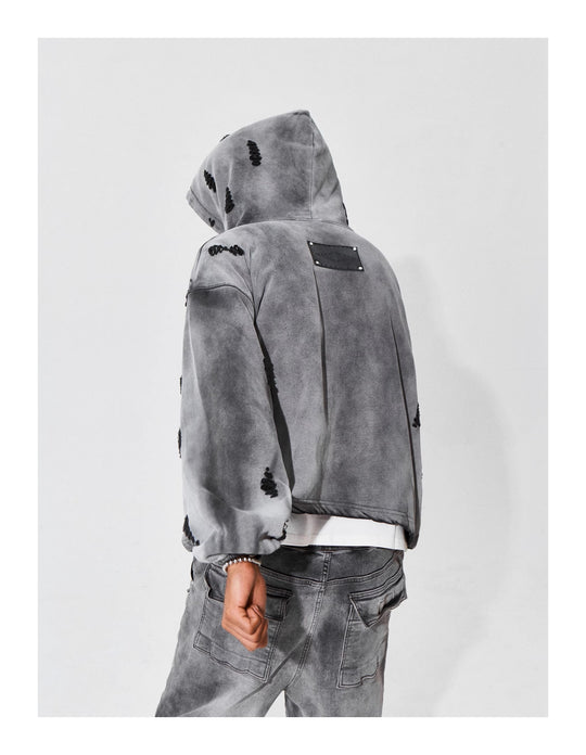 KARMANISTIC Distressed Washed Rivets Hoodie | Face 3 Face