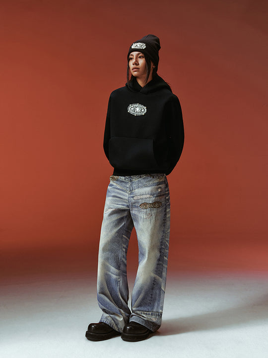 YADcrew Pearl and Embroidered Logo Puzzle Hoodie | Face 3 Face