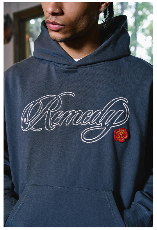 Remedy Metal Wax Seal 3D Logo Embroidered Hoodie | Face 3 Face