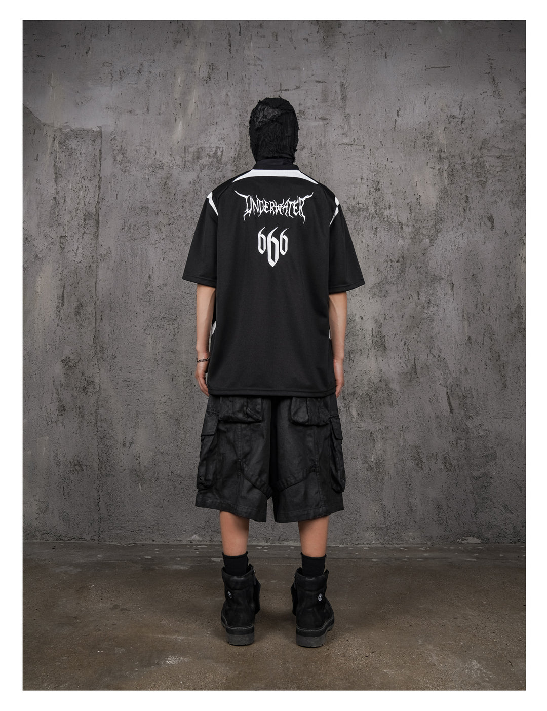 UNDERWATER Black and White Deconstructed Patchwork Embroidered Jersey Tee | Face 3 Face