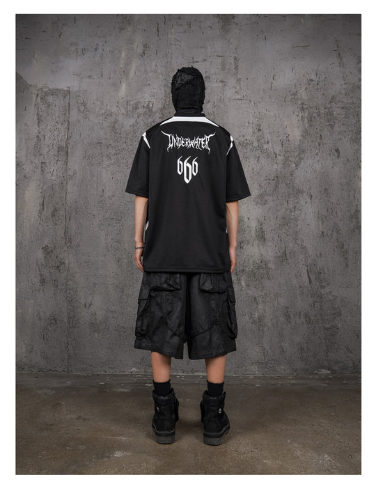 UNDERWATER Black and White Deconstructed Patchwork Embroidered Jersey Tee | Face 3 Face