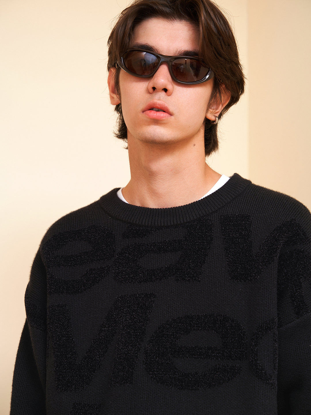 VOTE Irregular Hole Loose Knit Sweater