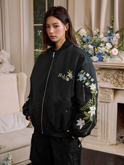 Harsh and Cruel Arm Floral Embroidered MA-1 Bomber Jacket | Face 3 Face