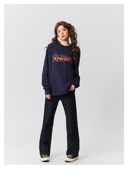 S45 Graffiti Font Typography Long-Sleeve Tee | Face 3 Face