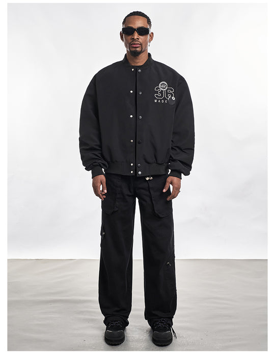 F3F Select Letter Embroidered Bomber Jacket | Face 3 Face