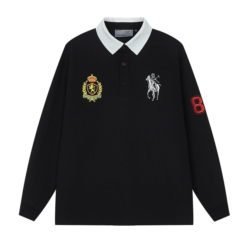 Harsh and Cruel Vintage Embroidered Long Sleeve Polo | Face 3 Face