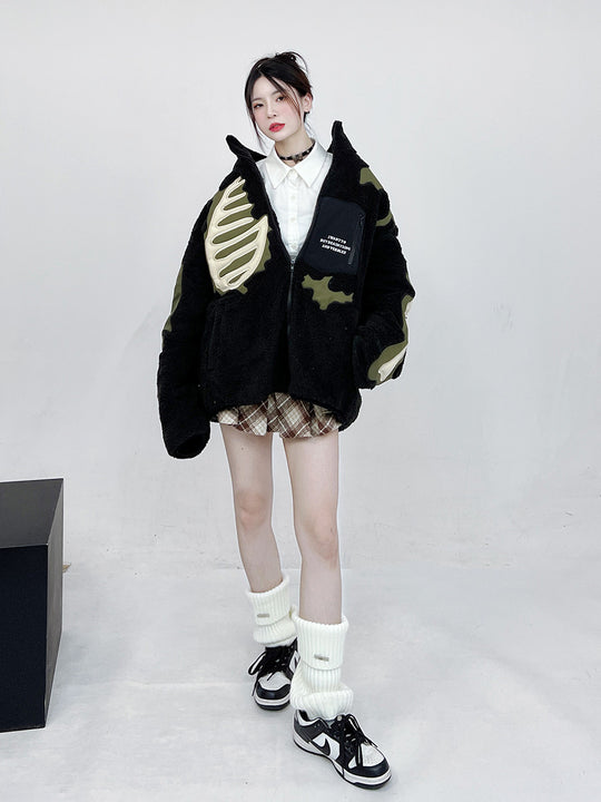 F3F Select Skeleton Sherpa Fleece Boa Jacket