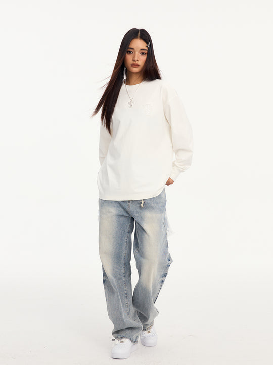 Small Town Kid Ring Patch Embroidery Long Sleeve Tee | Face 3 Face