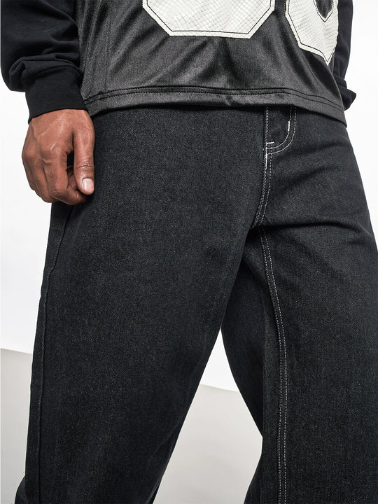 F3F Select Contrast Stitching Black Jeans | Face 3 Face