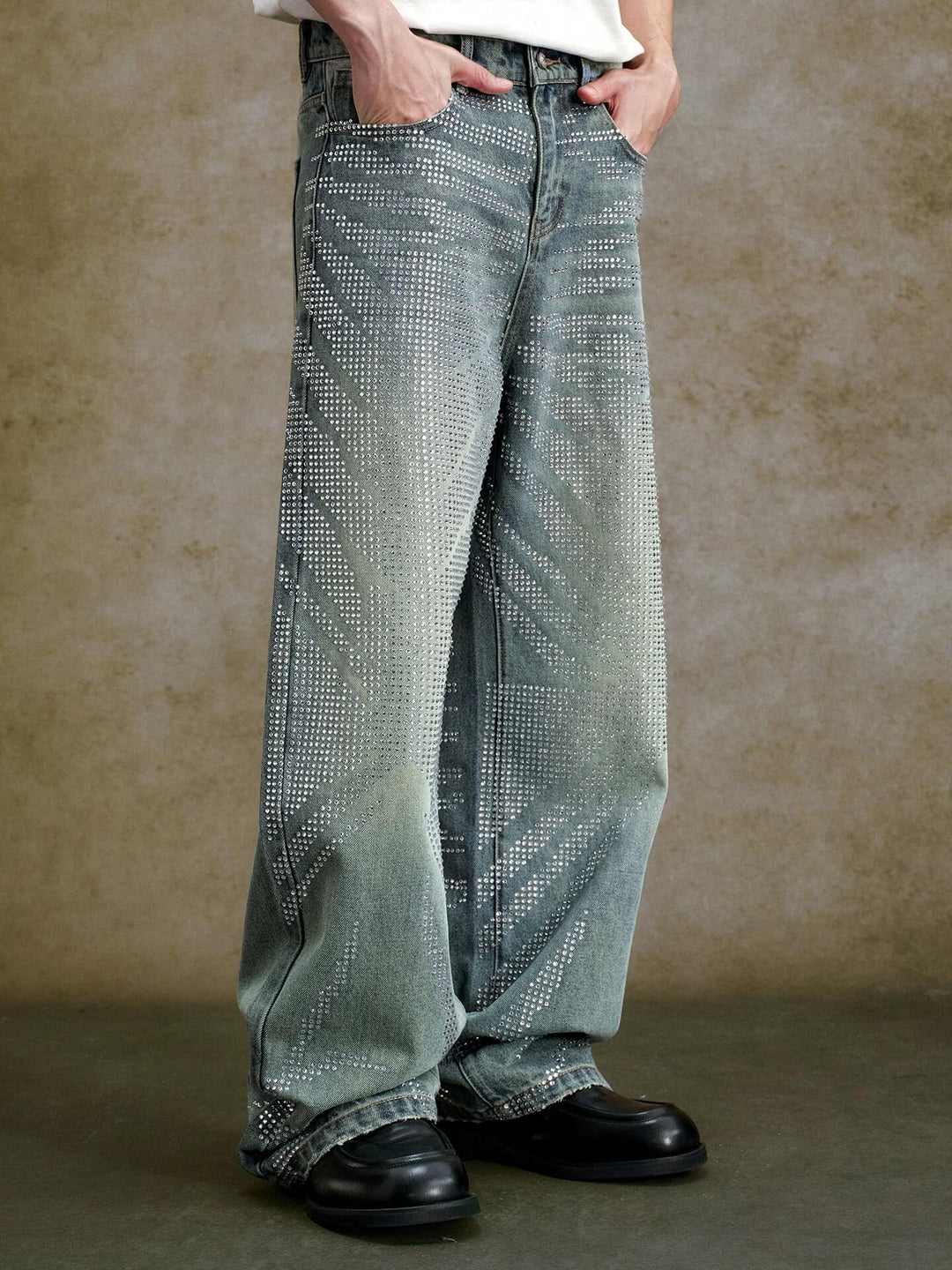 YADcrew Jeweled Rhinestone Whisker Washed Jeans | Face 3 Face