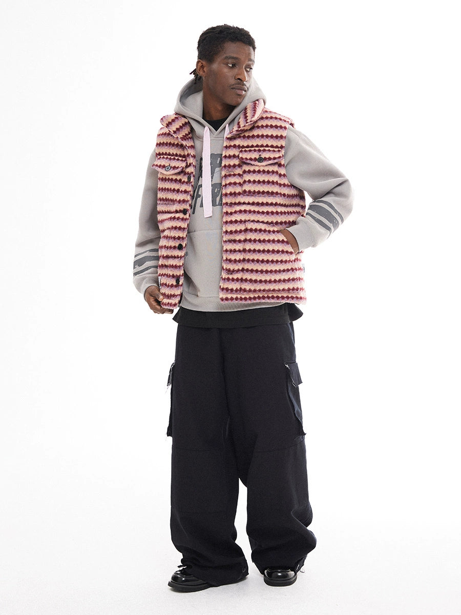 EMPTY REFERENCE Tweed Striped Puffer Vest | Face 3 Face