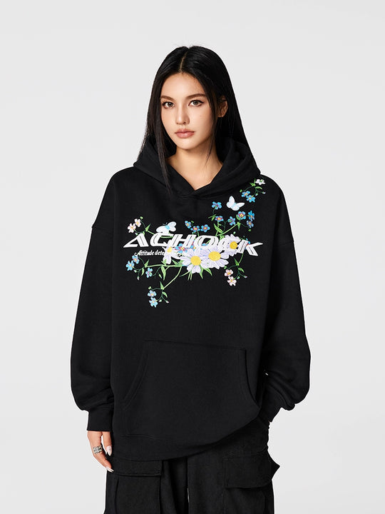 Puff print hoodies | Achock Foam Printed Flower Hoodie | Face 3 Face