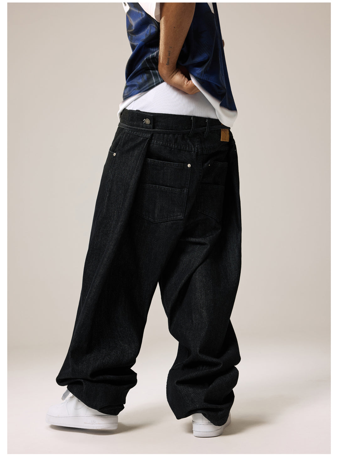 Remedy Waist Button Black Baggy Jeans | Face 3 Face