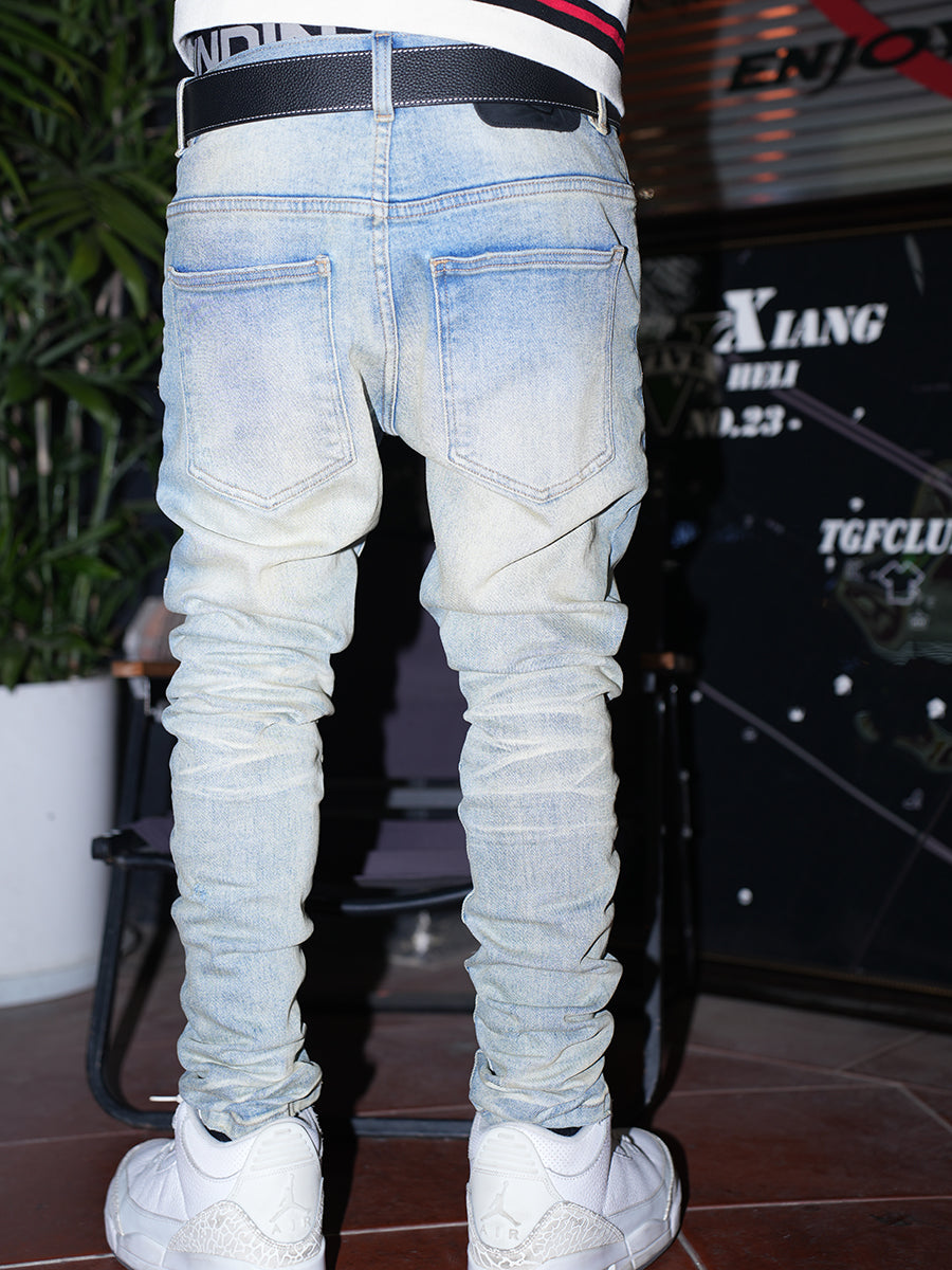 TGFCLUB Keychain Print Washed Slim Fit Jeans | Face 3 Face