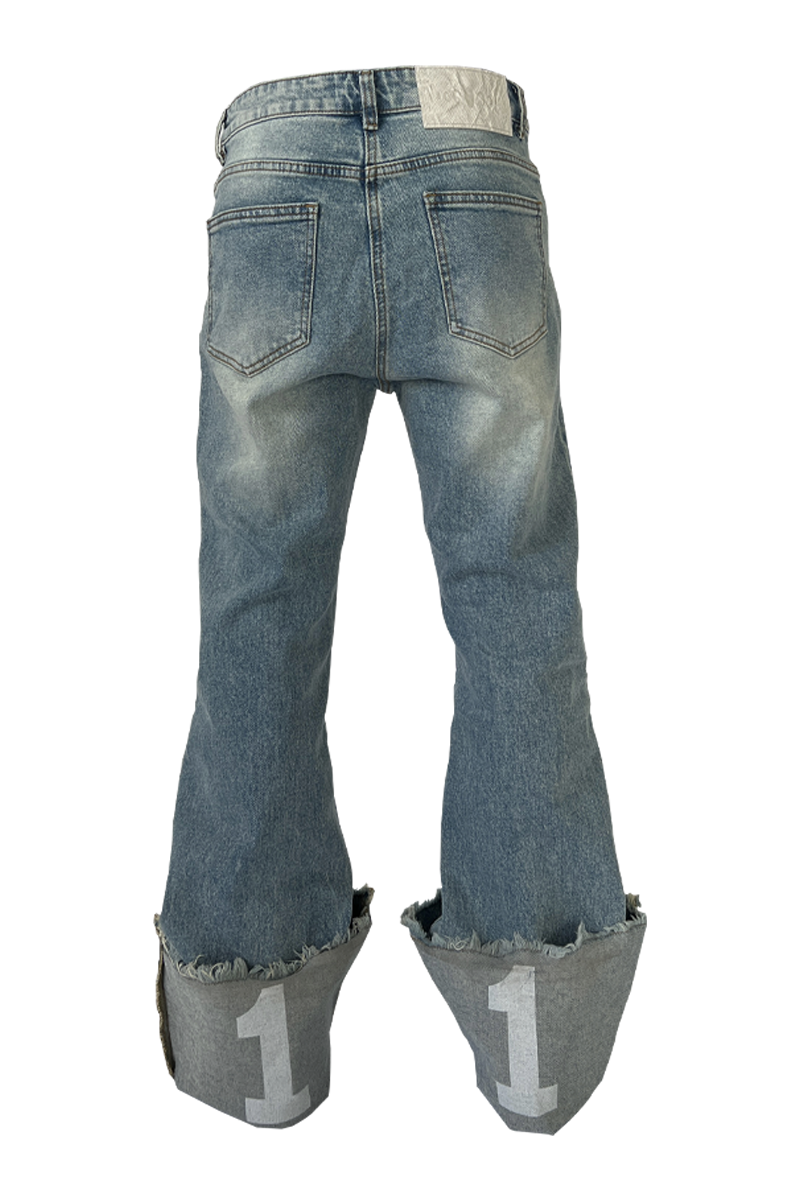 KARMANISTIC Cutoff Washed Flared Jeans | Face 3 Face