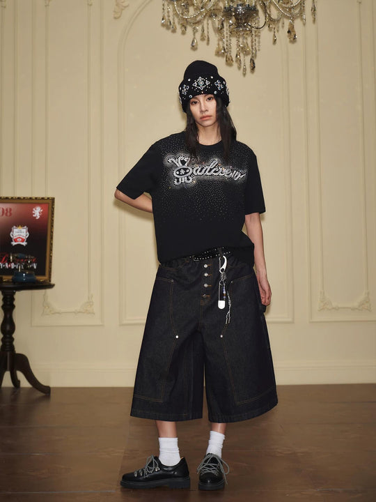 YADcrew Galaxy Rhinestone 3D Logo Embroidered Tee | Face 3 Face