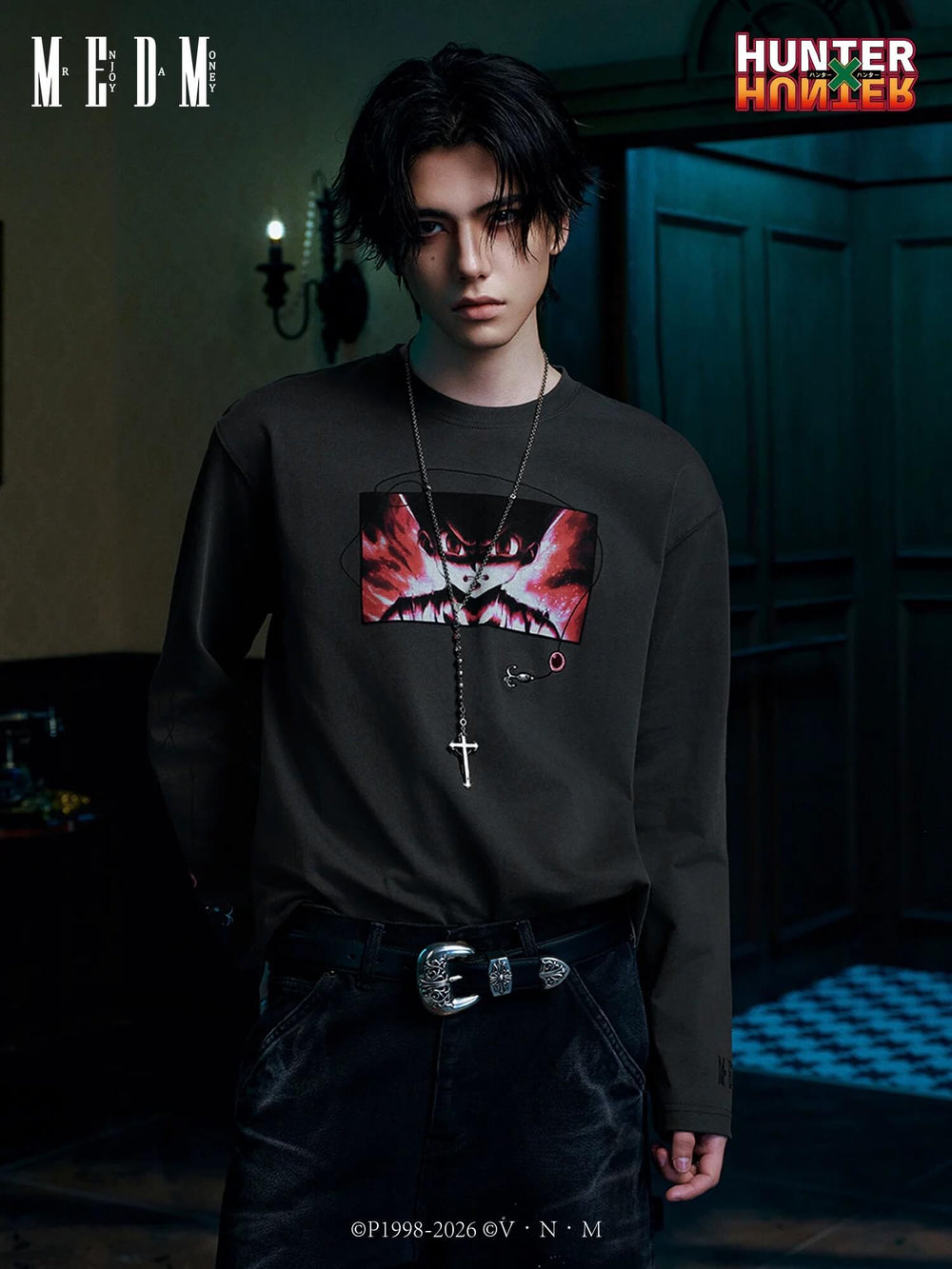 MEDM × HUNTER×HUNTER Character Print Embroidered Long Sleeve Tee | Face 3 Face