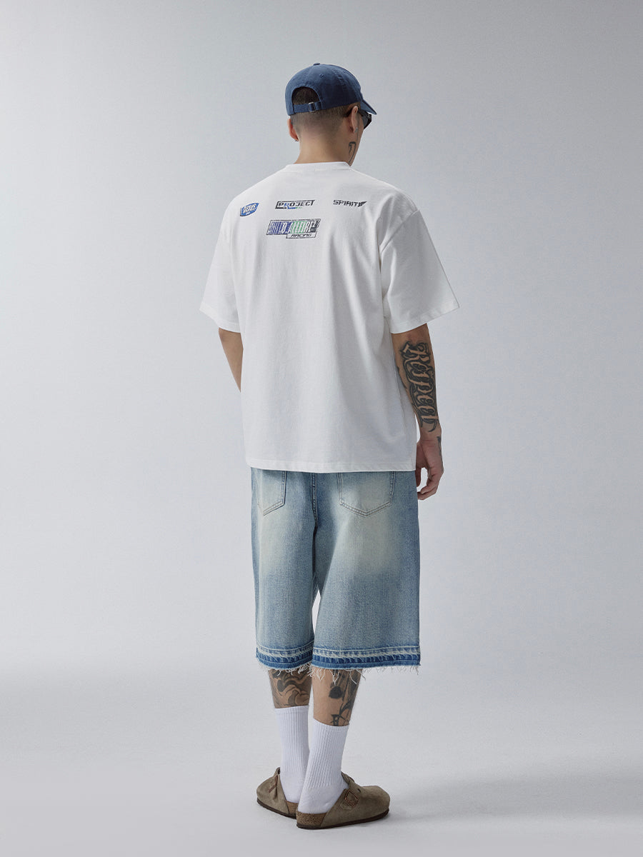 F2CE Racing-Style Cracked Letter Printed Tee | Face 3 Face