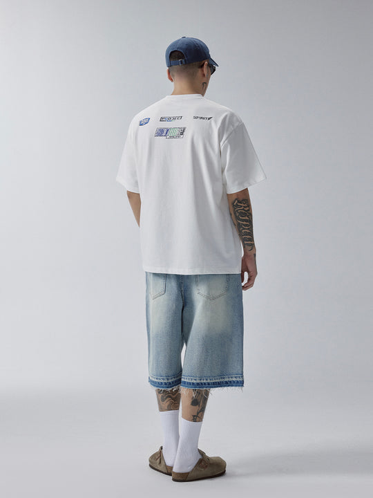 F2CE Racing-Style Cracked Letter Printed Tee | Face 3 Face