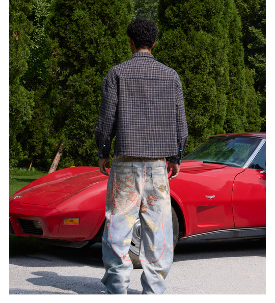 S45 Turquoise Button Plaid Long Sleeve Shirt | Face 3 Face