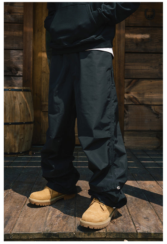 Remedy Pleated Drawstring Nylon Work Pants | Face 3 Face