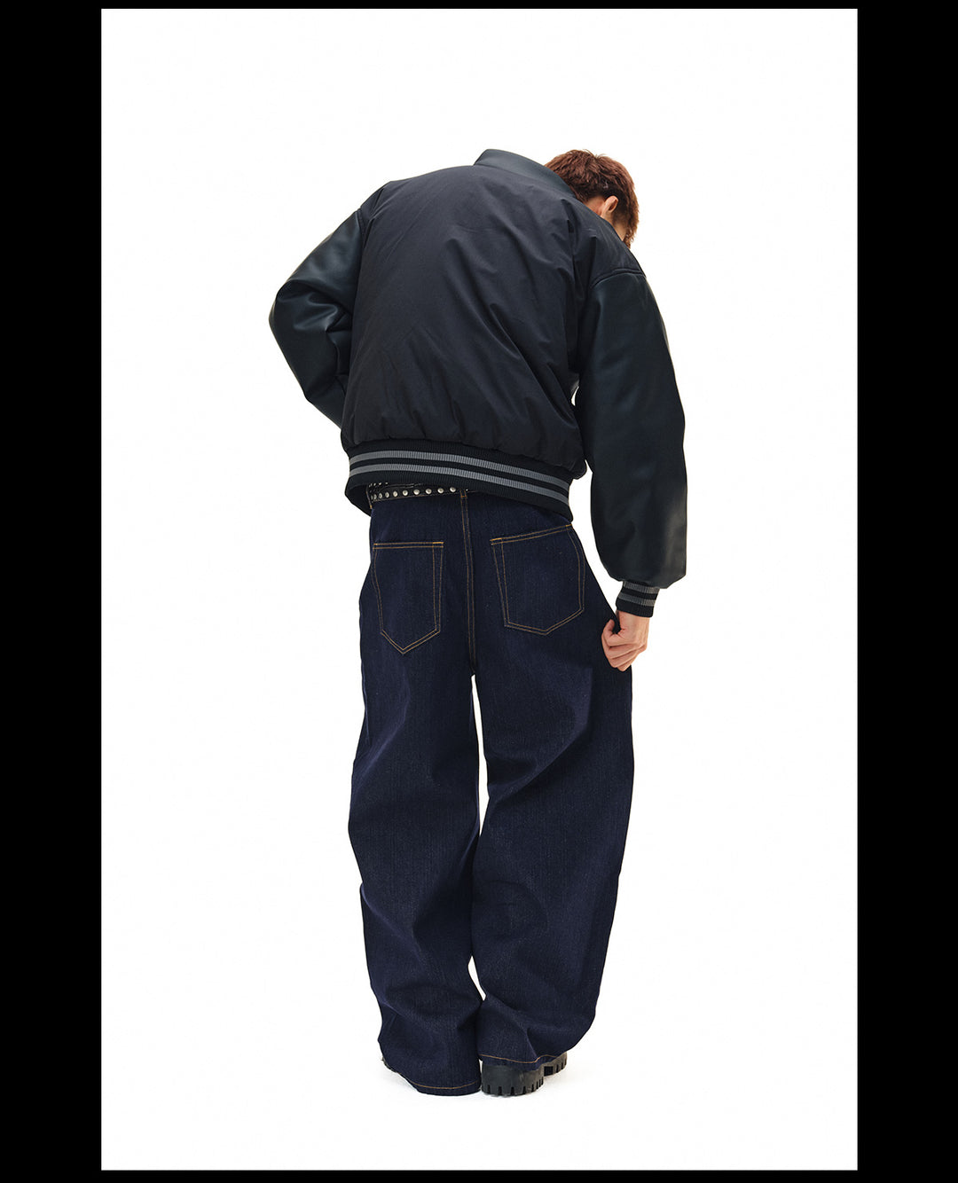 NOVACAM PU Leather Sleeve Puffer Varsity Jacket | Face 3 Face