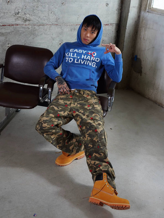 TGFCLUB Kill Fully Embroidered Studded Camouflage Cargo Pants | Face 3 Face