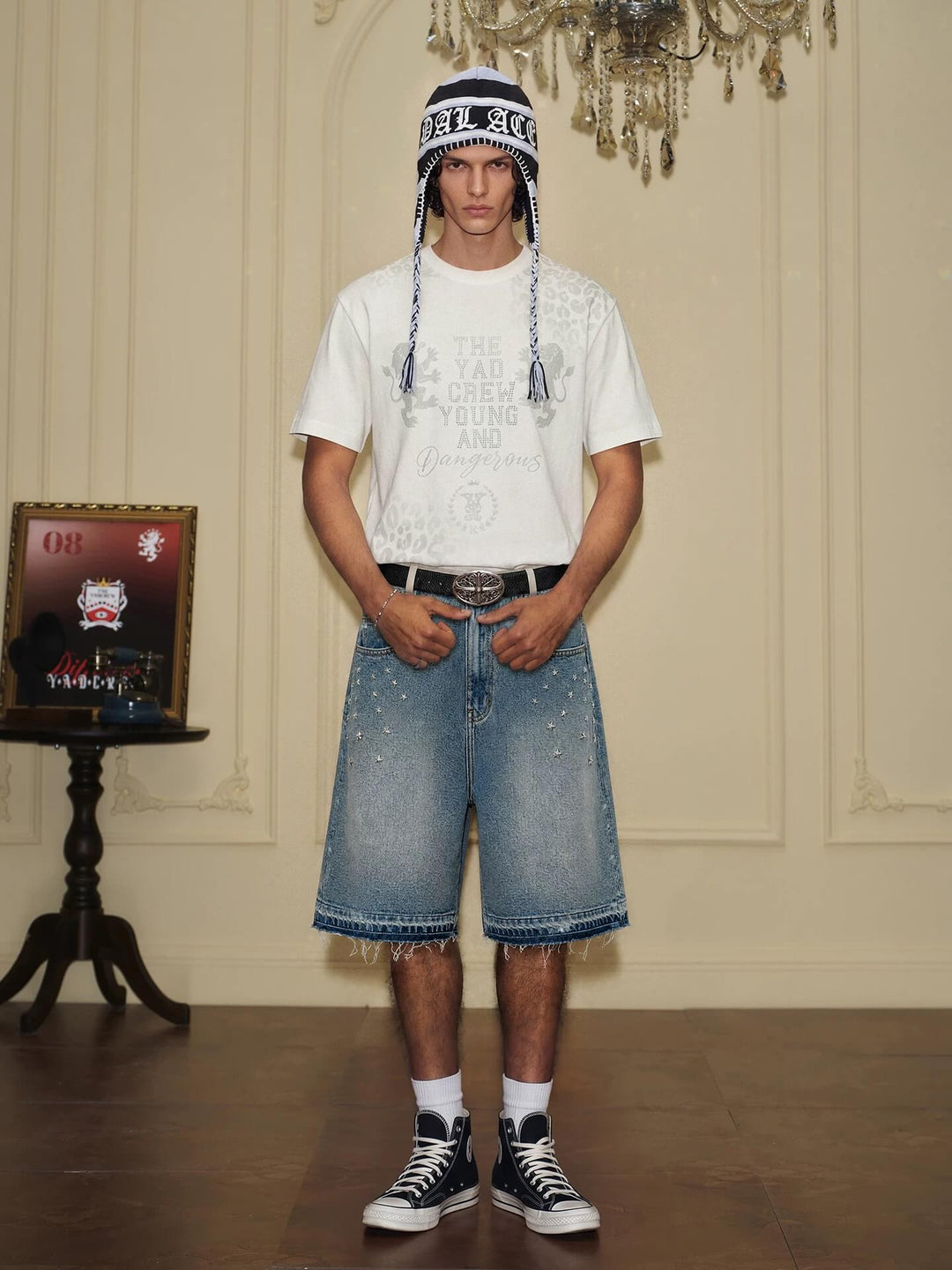 YADcrew Multi Star Studded Cutoff Denim Shorts | Face 3 Face