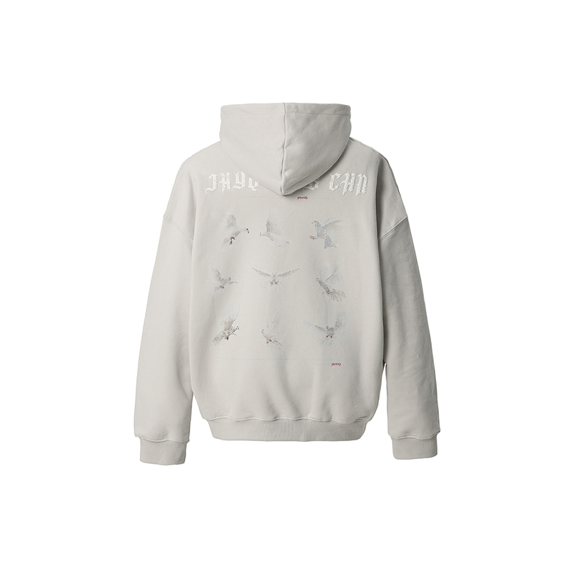 JHYQ White Dove Bubble Print Hoodie