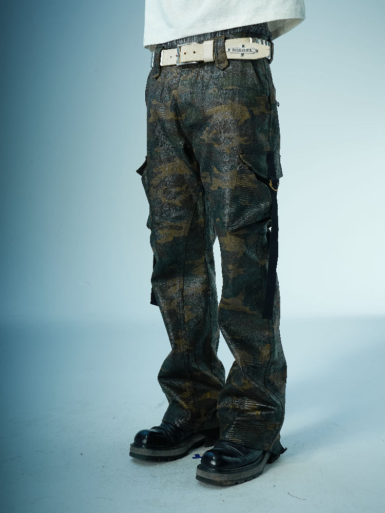 EVILKNIGHT(EK) Waxed Camo 3D Pocket Utility Cargo Pants | Face 3 Face