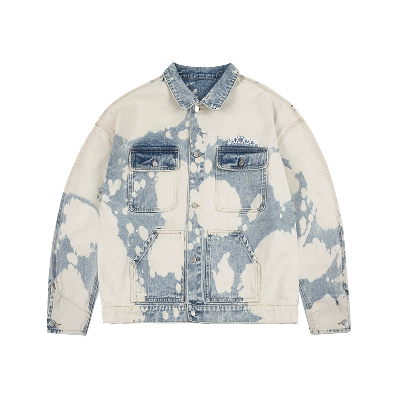 1807 Bleached Dyed Embroidered Denim Jacket  | Face 3 Face