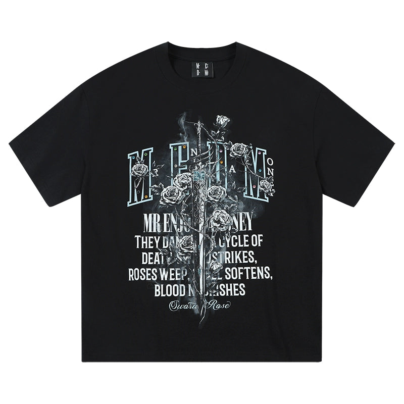 MEDM Sword and Rose Multicolor Diamond Tee | Face 3 Face