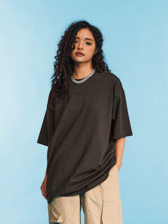 1807 Full Rhinestone Embroidery Logo Tee | Face 3 Face