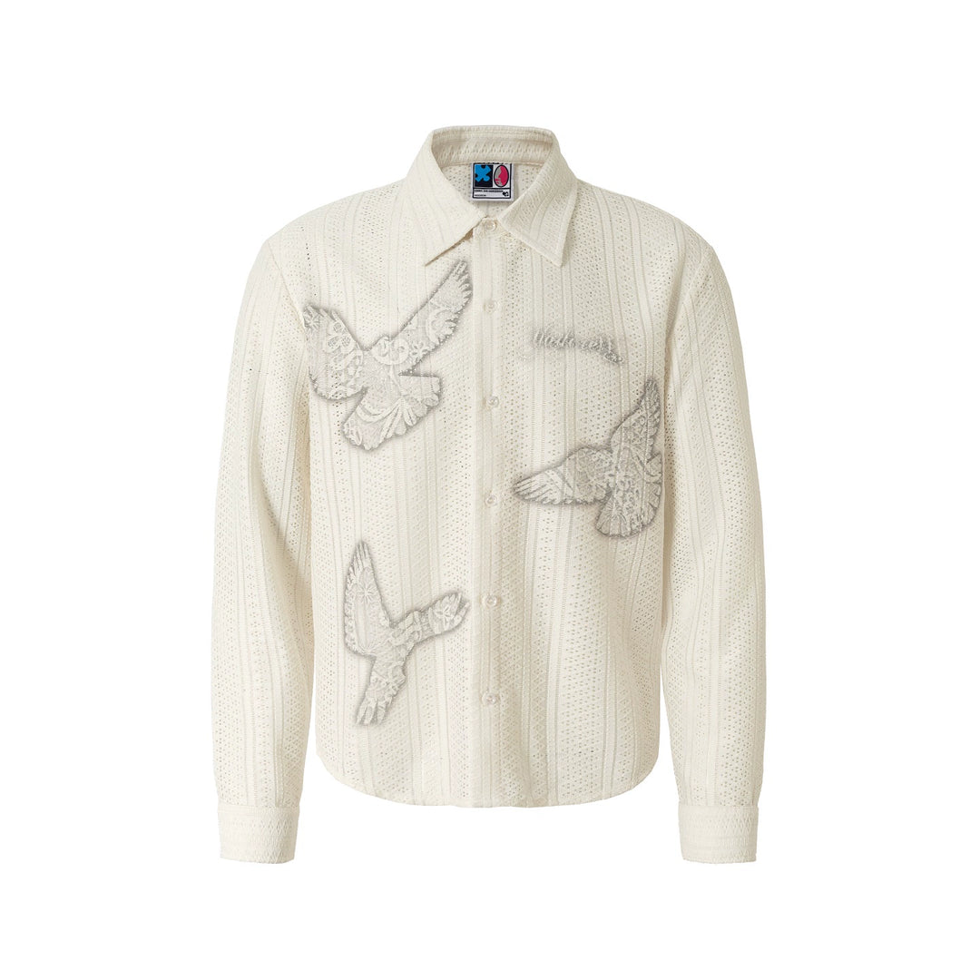YADcrew Peace Dove Hollow Mesh Long Sleeve Shirt | Face 3 Face