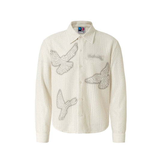 YADcrew Peace Dove Hollow Mesh Long Sleeve Shirt | Face 3 Face
