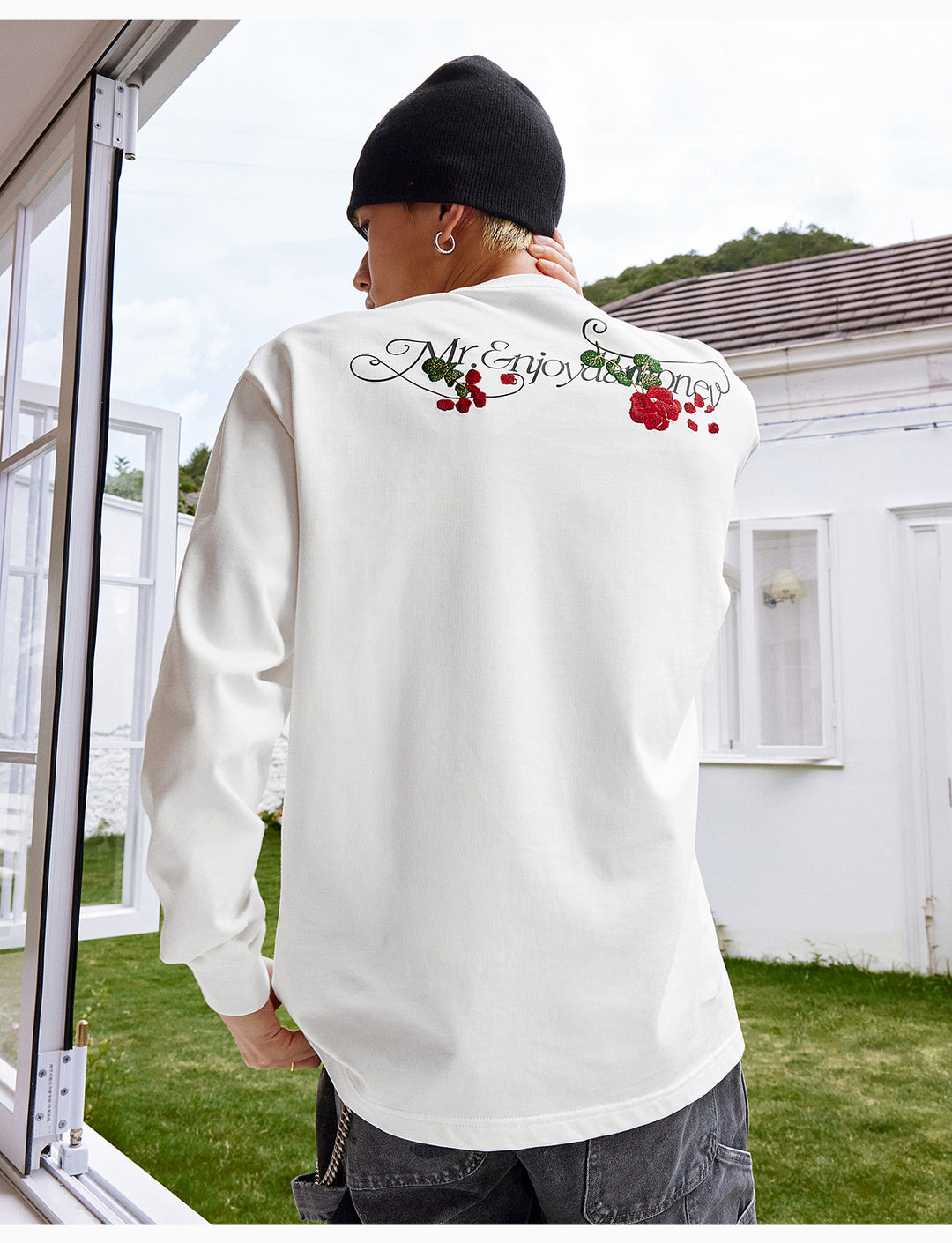 MEDM Big M Flower Embroidered Long Sleeve Tee | Face 3 Face