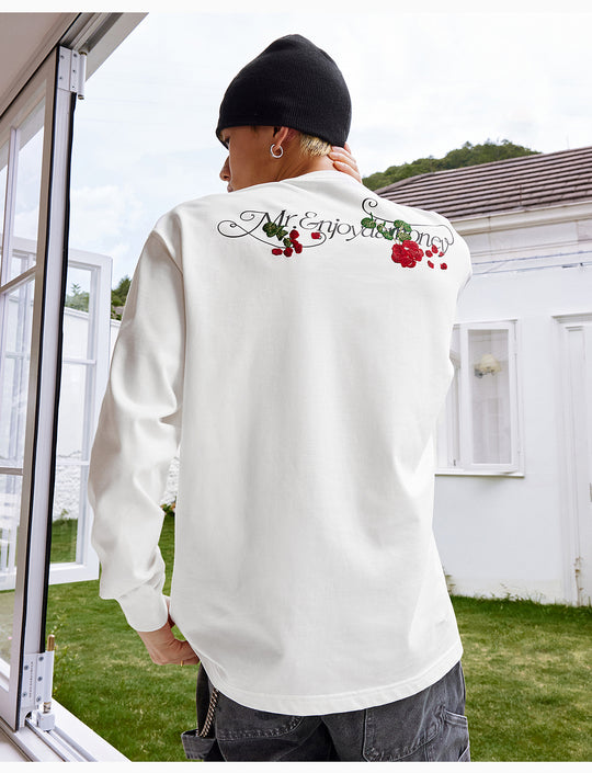 MEDM Big M Flower Embroidered Long Sleeve Tee | Face 3 Face