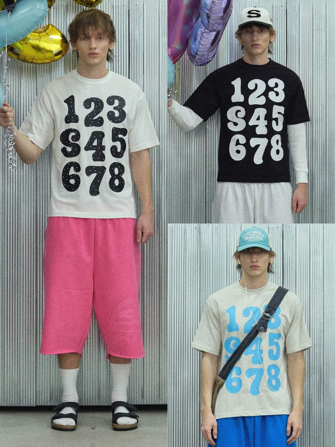 S45 Number Print Rhinestone Short Sleeve Tee | Face 3 Face