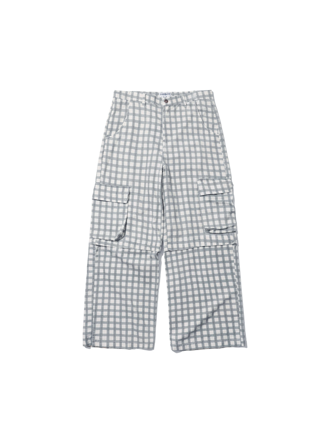 LIBERAFIT Checkered 3D Patch Pocket Zip Off Cargo Pants | Face 3 Face