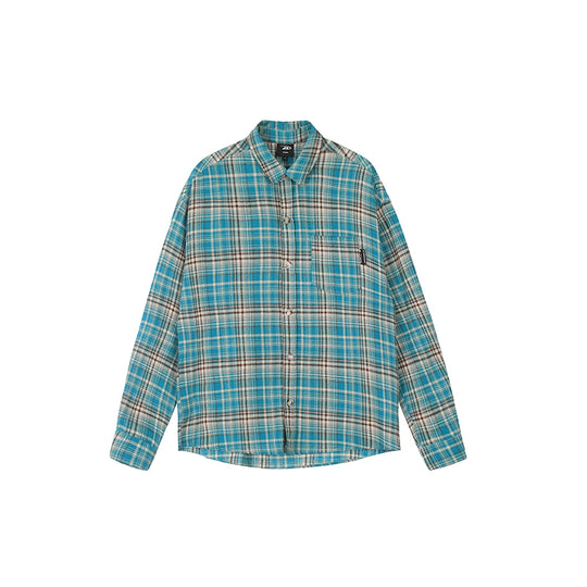 Achock Blue Plaid Long Sleeved Flannel Shirt | Face 3 Face