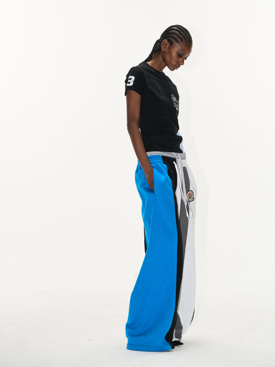Double-Waist Color-Blocked Patchwork Sweatpants | Face 3 Face