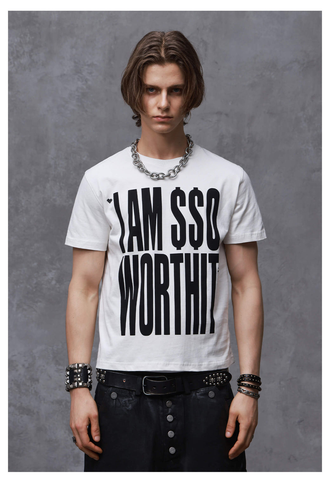 ANTIDOTE Heart and Skull Slogan Print Washed Short Sleeve Tee | Face 3 Face