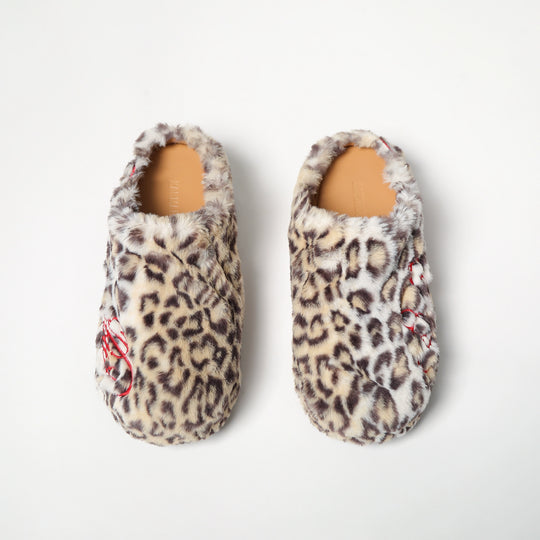 KARMANISTIC Leopard Fur Embroidered Slipper Clogs | Face 3 Face