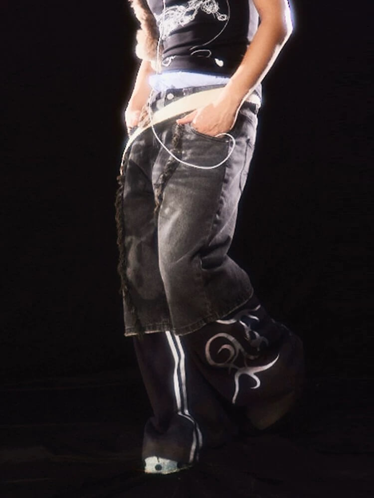 Night Lab Frayed Seam Washed Denim Shorts