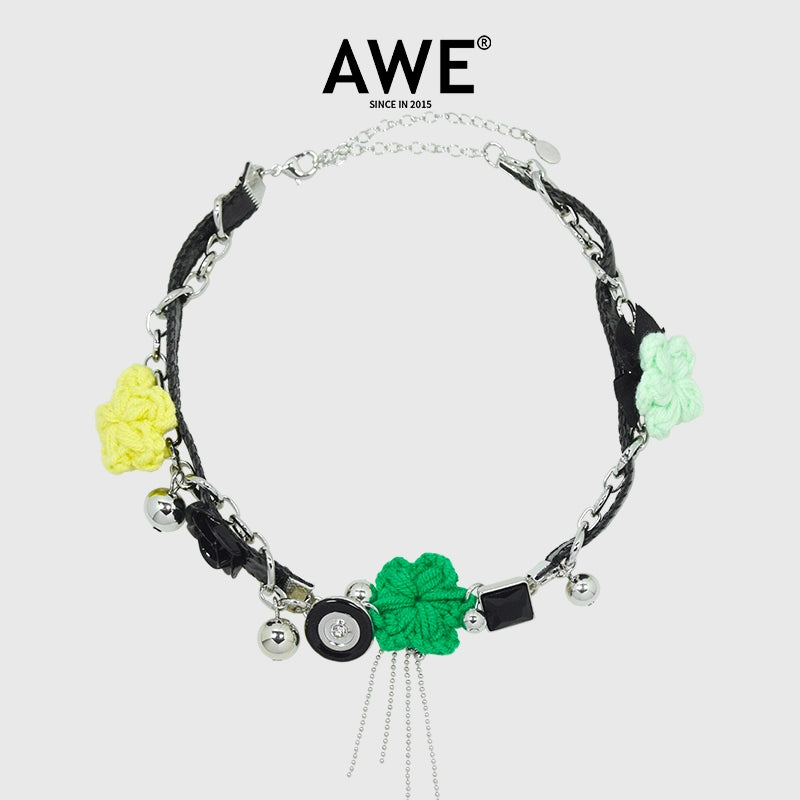 AWE Woven Flower Zirconia Chain Necklace | Face 3 Face