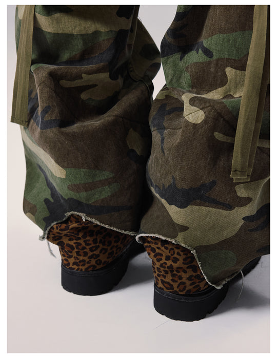 Remedy Distressed Camouflage Work Cargo Pants | Face 3 Face