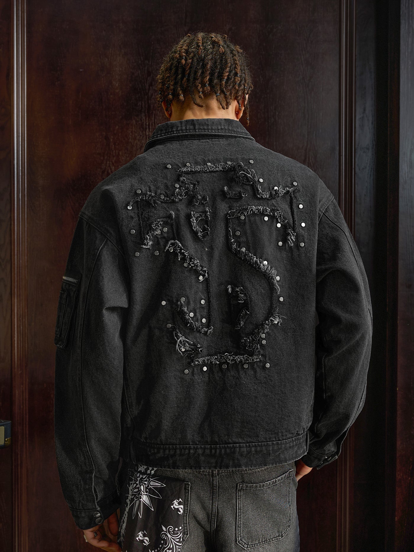 Small Town Kid Patchwork Studs Denim Jacket | Face 3 Face