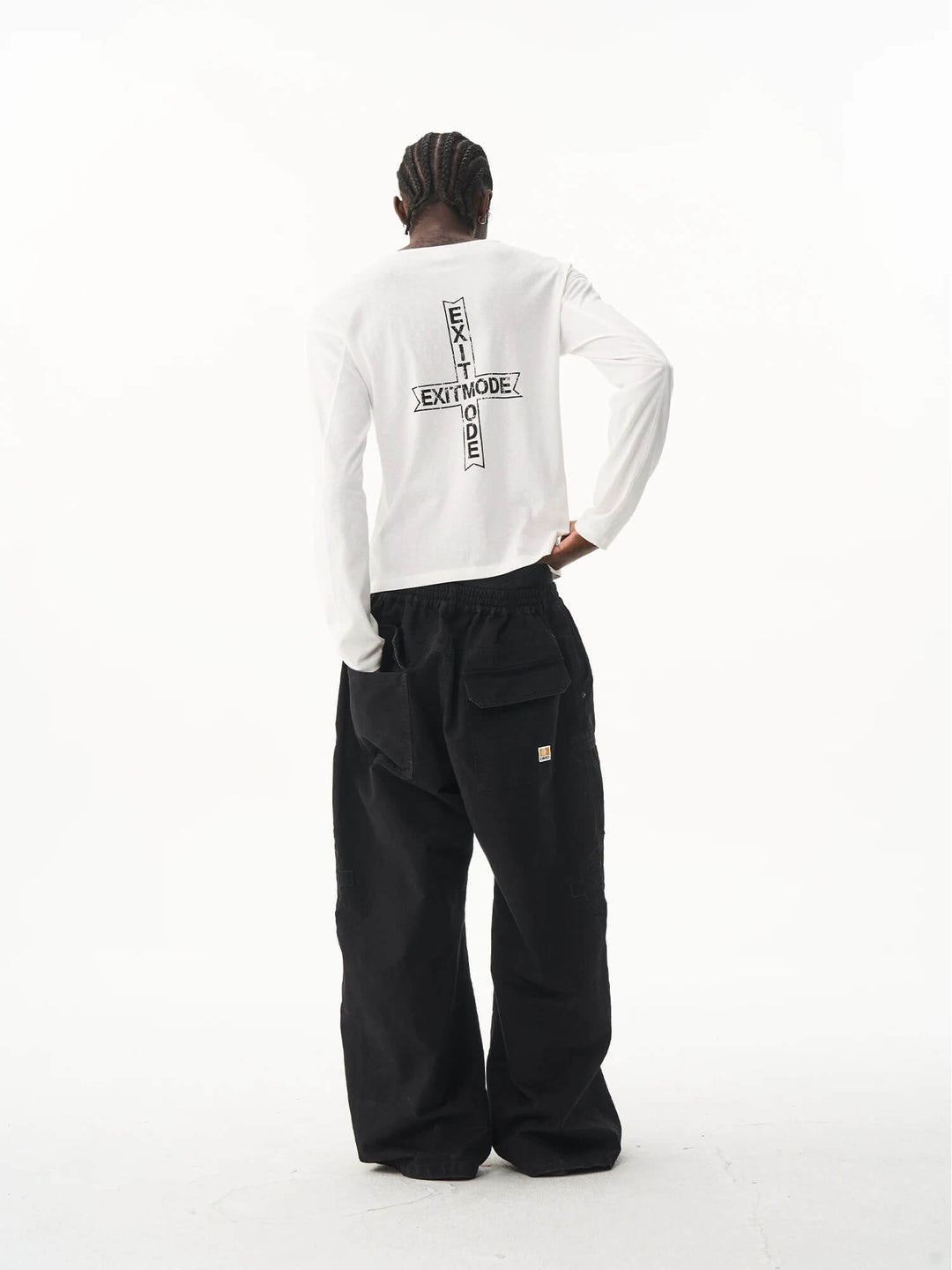 EXITMODE BY BLIND NO PLAN Horse Embroidered Washed Double Knee Baggy Pants | Face 3 Face