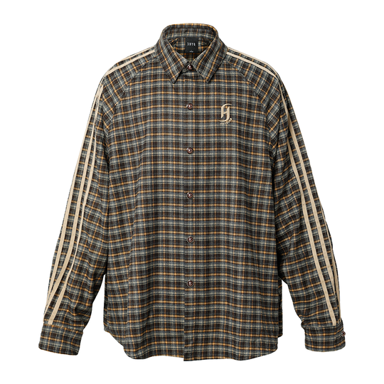 JHYQ Plaid Lapel Embroidery Long Sleeved Shirt