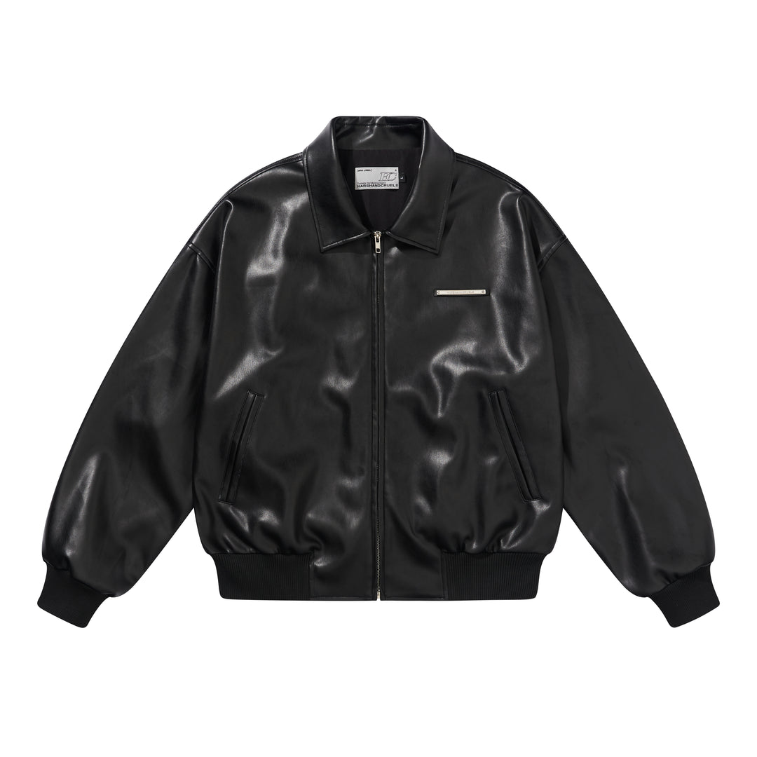 Harsh and Cruel Embossed PU Leather Embroidered Jacket